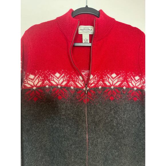 Genuine Sonoma Jean Company Vintage Wool Blend Jacket Full Zip Red Long Sleeve - Picture 2 of 5